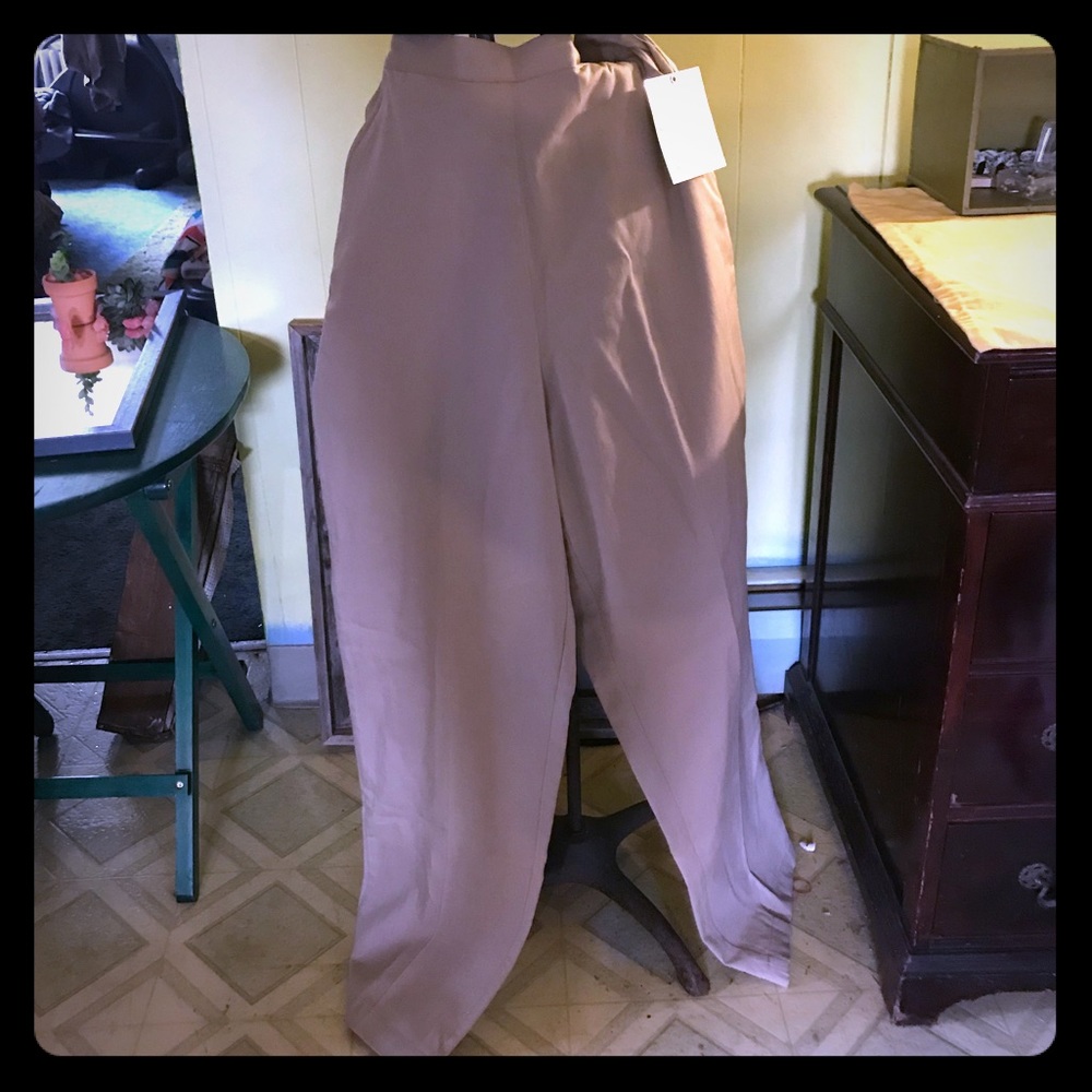 Tan elastic waisted pants